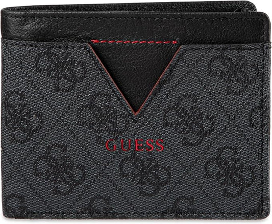 Guess Men's Classic Bifold Wallet with Card Slots, Bill Compartment and Id Window
