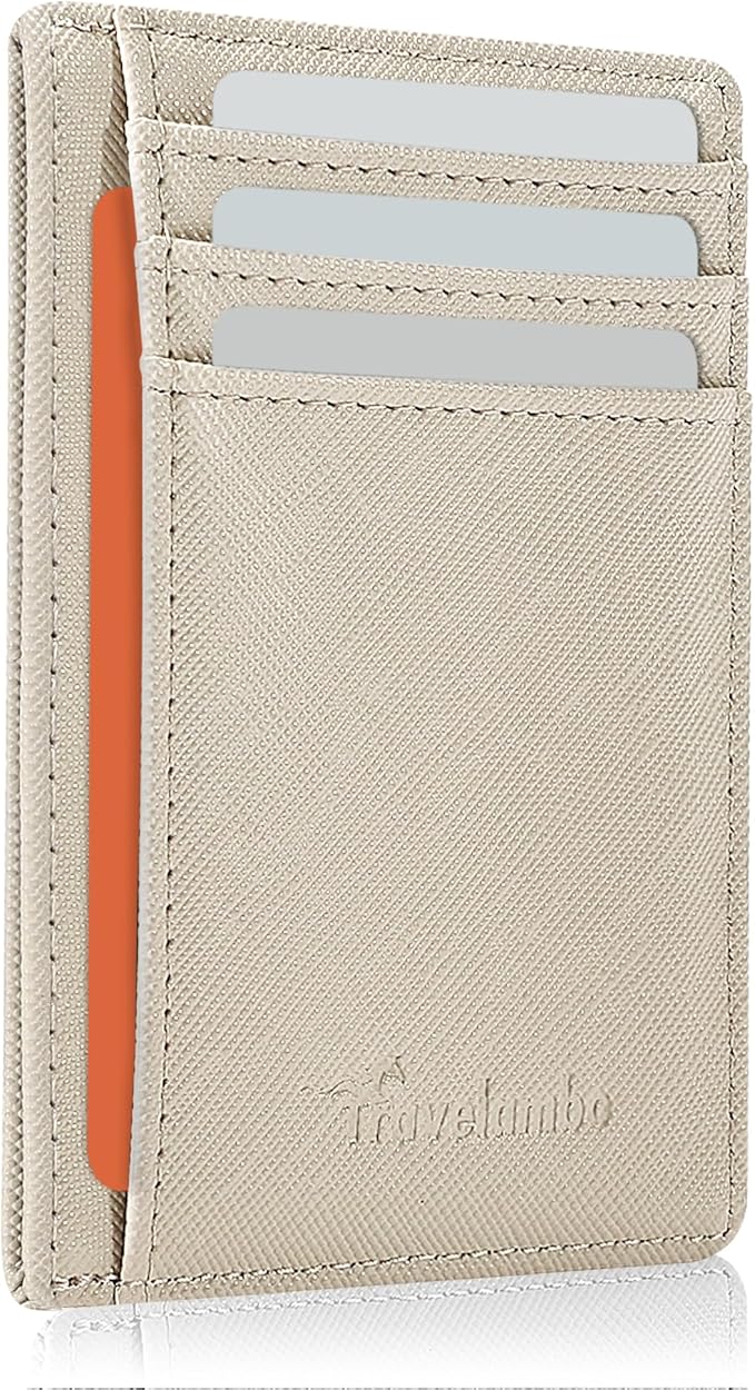 Travelambo Slim Wallet Front Pocket Minimalist Leather RFID Blocking Medium Size