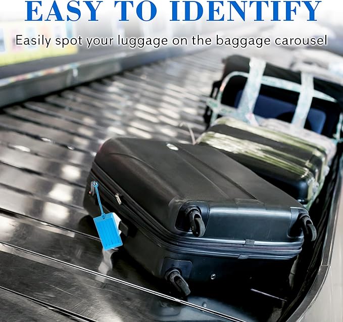 10 Pack Luggage Tags for Suitcases, Airplane Travel Essentials for Flying, International Travel Must Haves, and Luggage Accessories by Sodsay