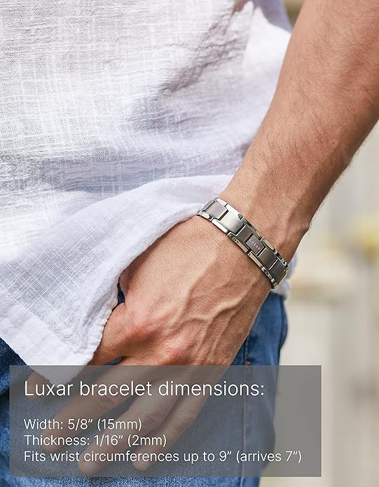 LUXAR Men's Titanium Link Bracelet | Solid Titanium Adjustable Bracelet Designed for Men | Explore The World of Luxar