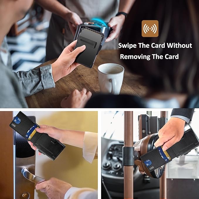 umoven Wallet for Men - with Money Clip Slim Leather Slots Credit Card Holder RFID Blocking Bifold Minimalist Wallet (Money Clip Inside)