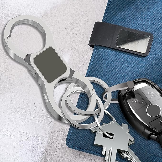 Key Chain Quick Release Spring with 4 Key Rings Car Keychain for Men and Women