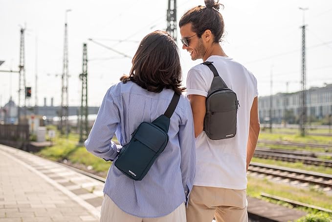 WATERFLY Mini Sling Crossbody Bag: Dual Pocket Small Shoulder Bag Lightweight Casual Phone Chest Bag Daypack for Travel