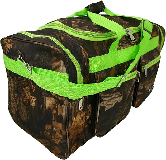 "E-Z Roll" 30" Tree Camouflage Duffel Bag/Sports Bag/Outdoor Bag/Travel Bag (Lime Trim)