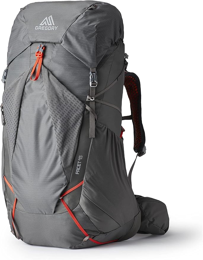 Gregory Facet 45L Women's Ultralight Backpacking Pack with Freefloat Suspension, Aluminum Frame, Ventilated Backpanel, Medium, Sunset Grey