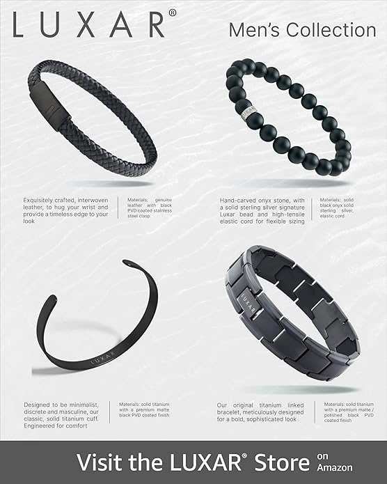 LUXAR Men’s Black Onyx Stone Bead Bracelets | Matte Black 8mm Stone | Minimalist, Designer Jewelry for Men