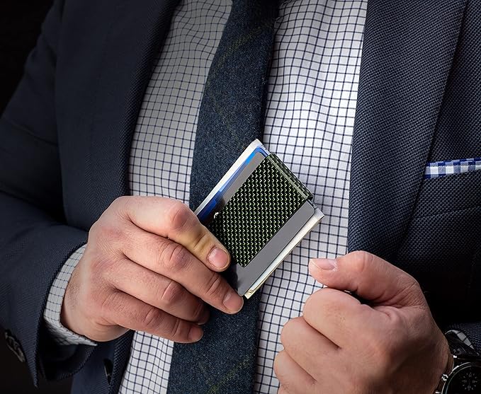 SERMAN BRANDS Carbon Fiber Money Clip for Men – Slim RFID Money Clip Wallet, Minimalist Front Pocket EDC Wallet Cash Holder & Credit Card Holder -100% Real Carbon Fiber Wallet