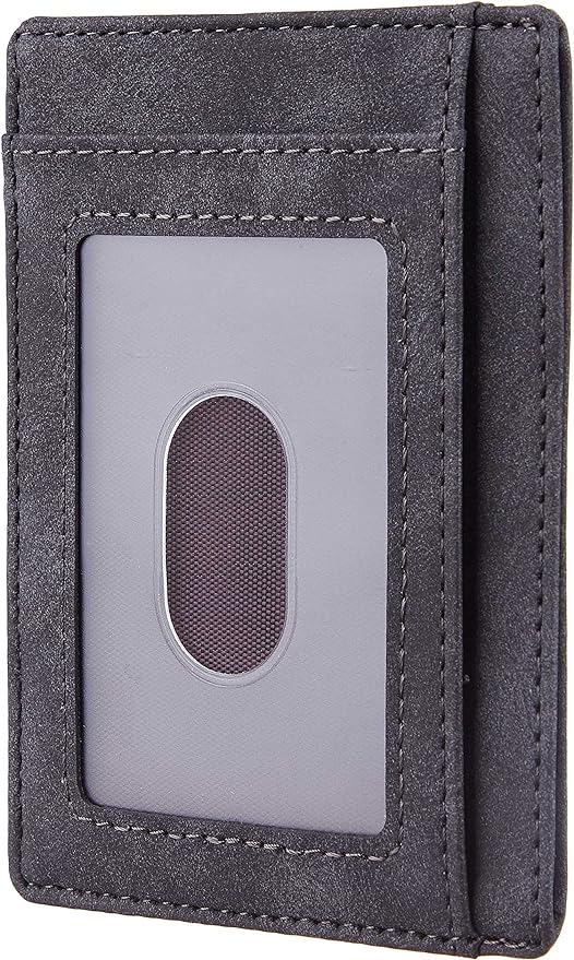 Travelambo Slim Wallet Front Pocket Minimalist Leather RFID Blocking Medium Size