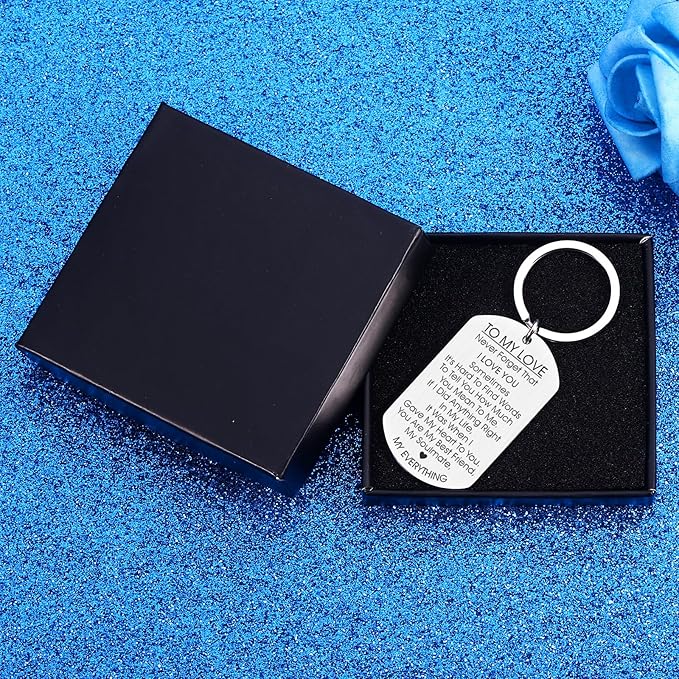 to My Love Keychain Gift for Husband Wife Anniversary Valentines Birthday Boyfriend Girlfriend Jewelry for Him Her Women Men