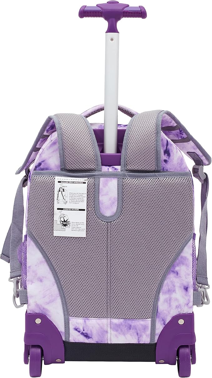Travelers Club Rolling Backpack, Purple Tie, 18 Inch