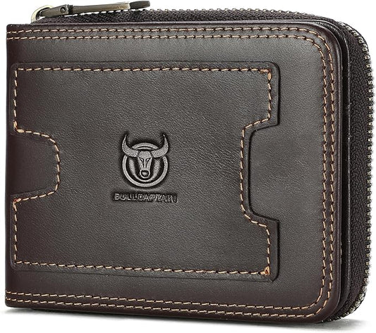 LUKZIJAES Genuine Leather Wallet for Men (#15-Coffee)