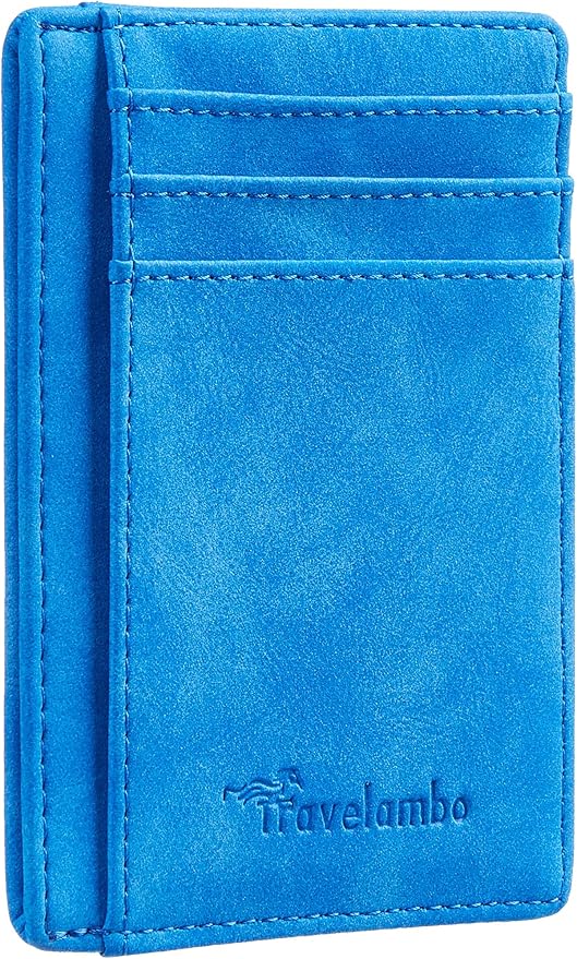 Travelambo Slim Wallet Front Pocket Minimalist Leather RFID Blocking Medium Size