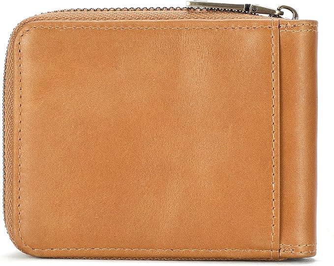 LUKZIJAES Genuine Leather Wallet for Men (#15-Yellow Brown)