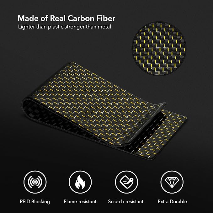 SERMAN BRANDS Carbon Fiber Money Clip for Men – Slim RFID Money Clip Wallet, Minimalist Front Pocket EDC Wallet Cash Holder & Credit Card Holder -100% Real Carbon Fiber Wallet
