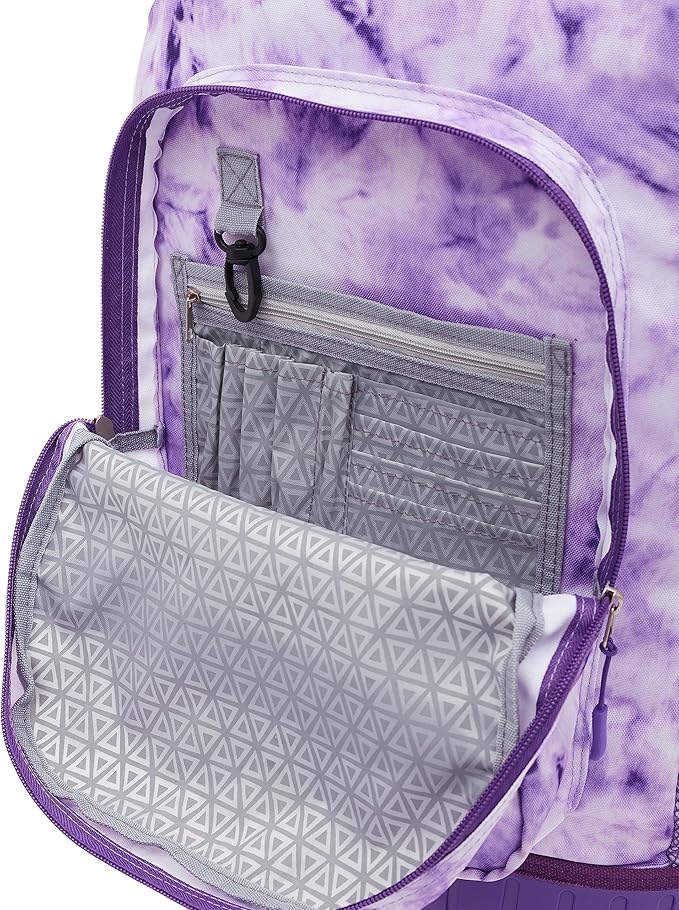 Travelers Club Rolling Backpack, Purple Tie, 18 Inch