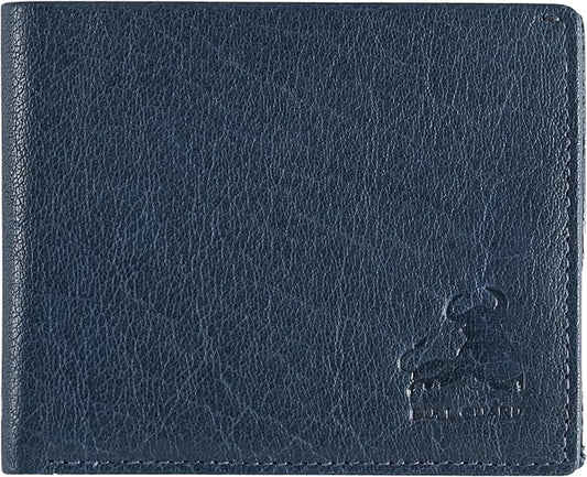 BULL GUARD Mens RFID Blocking Bifold Wallet Soft Genuine Leather Brown Western | Secure and Durable Extra Capacity Billfold in Buffalo Blue Leather