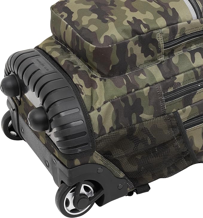 Travelers Club Rolling Backpack, Camo, 20 Inch with Laptop Compartment
