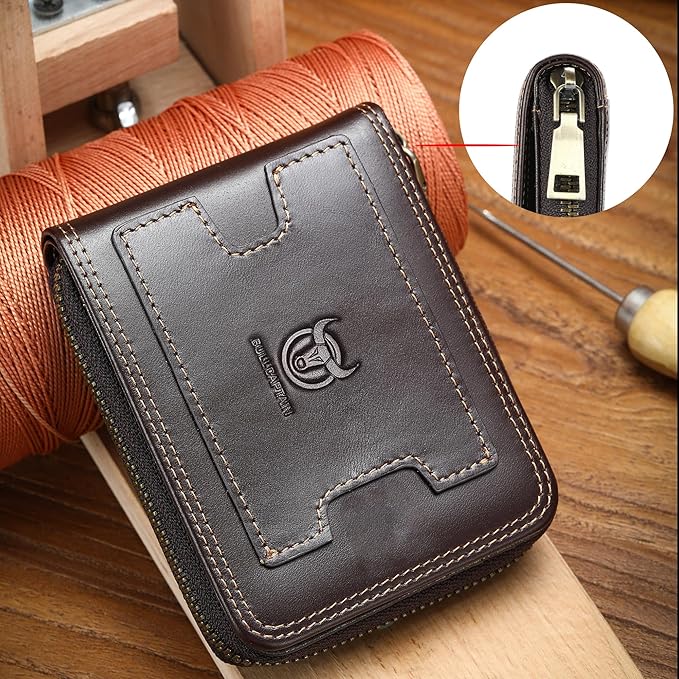 LUKZIJAES Genuine Leather Wallet for Men (#15-Coffee)