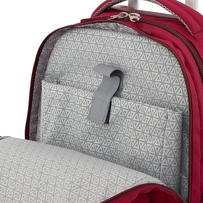 Travelers Club Rolling Backpack, Red, 20 Inch with Laptop Compartment