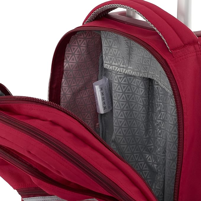 Travelers Club Rolling Backpack, Red, 20 Inch with Laptop Compartment