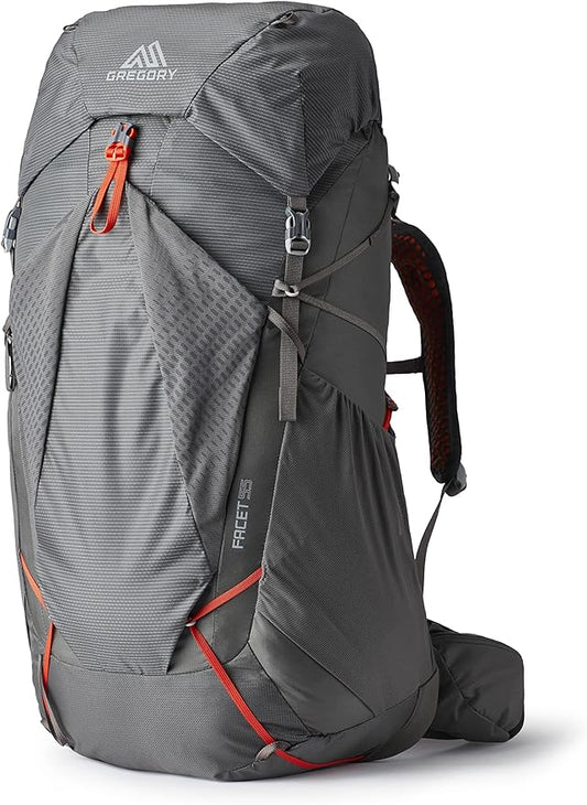 Gregory Facet 55L Women's Ultralight Backpacking Pack with Freefloat Suspension, Aluminum Frame, Ventilated Backpanel, X-Small, Sunset Grey