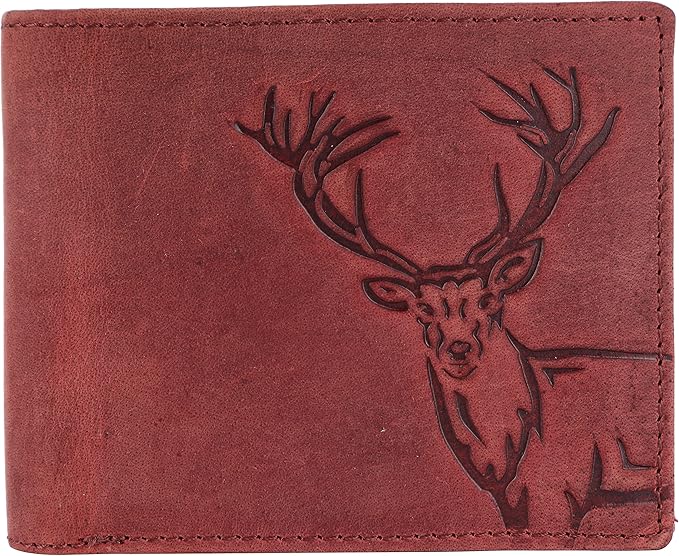 LONDON ALLEY Elk Vintage Red Men's Leather Wallet