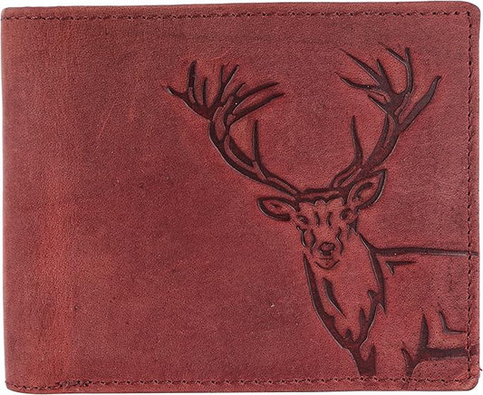 LONDON ALLEY Elk Vintage Red Men's Leather Wallet