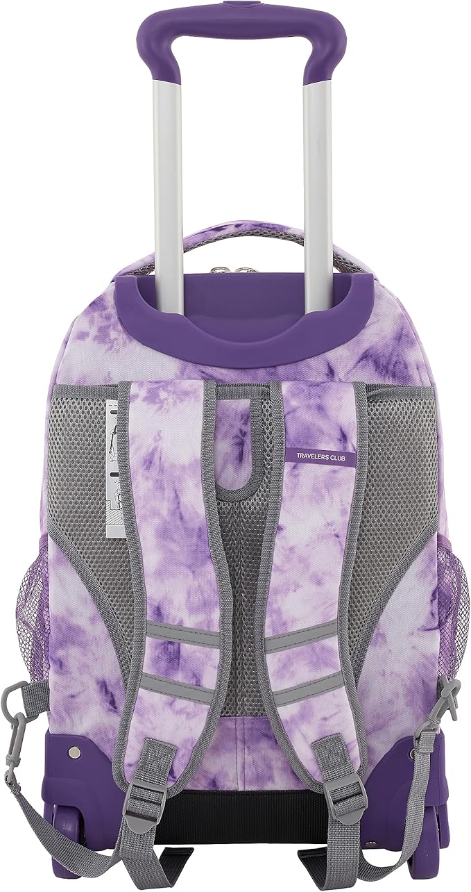Travelers Club Rolling Backpack, Purple tie, 20 Inch with Laptop Compartment