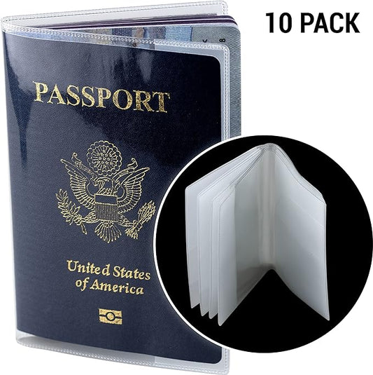 10 Pack Passport Cover Clear Plastic Passport Protector Case Passport Sleeve Clear Vinyl Transparent Passport Holder Travel Document Organizer