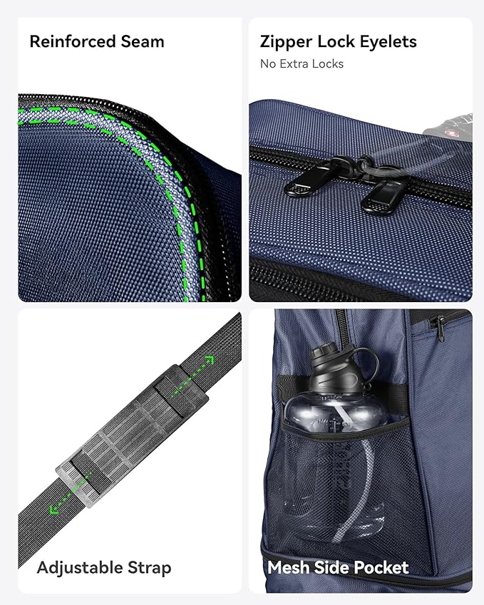 LUGGEX Suitcases with Wheels, Expandable Collapsible Luggage Rolling Travel Duffle Bag without Telescopic Handle, Foldable Large Weekender Bag for Men Women, Blue