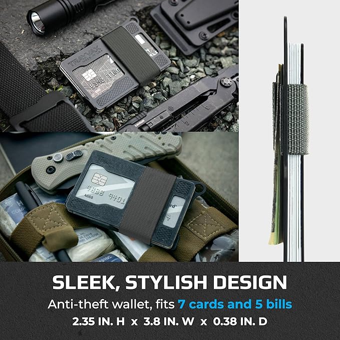 Trayvax Armored Summit Wallet, RFID Front Pocket Metal Credit Card Holder with Money Clip, Slim Minimalist Wallet for Men and Women