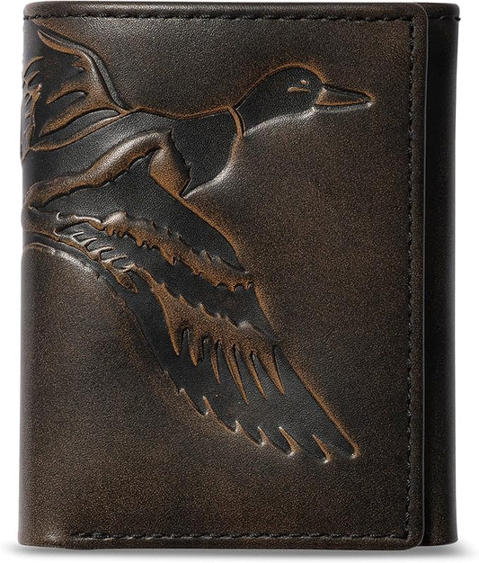 House of Jack Co. Duck Trifold Wallet for Men and Outdoorsmen with Camou Lining, Full Grain Cowhide Leather Wallet, Black