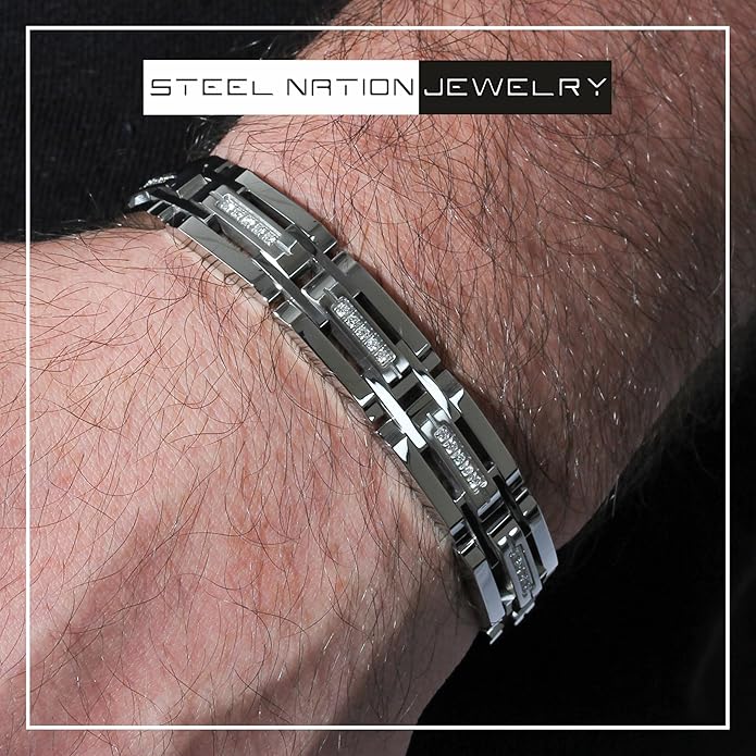 1/2ctw Lab Grown Diamond Stainless Steel Bracelet