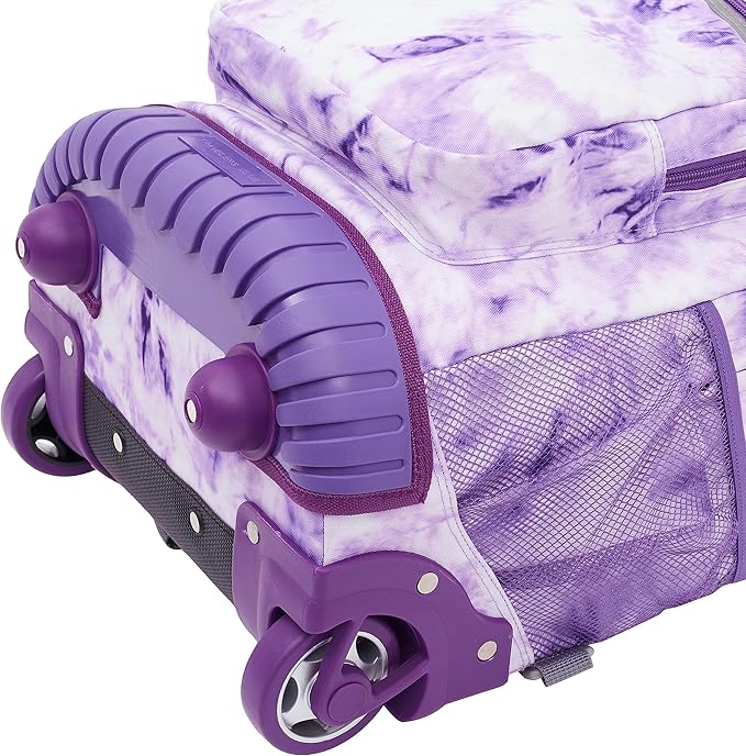 Travelers Club Rolling Backpack, Purple Tie, 18 Inch