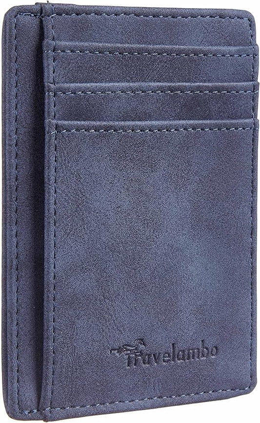 Travelambo Slim Wallet Front Pocket Minimalist Leather RFID Blocking Medium Size