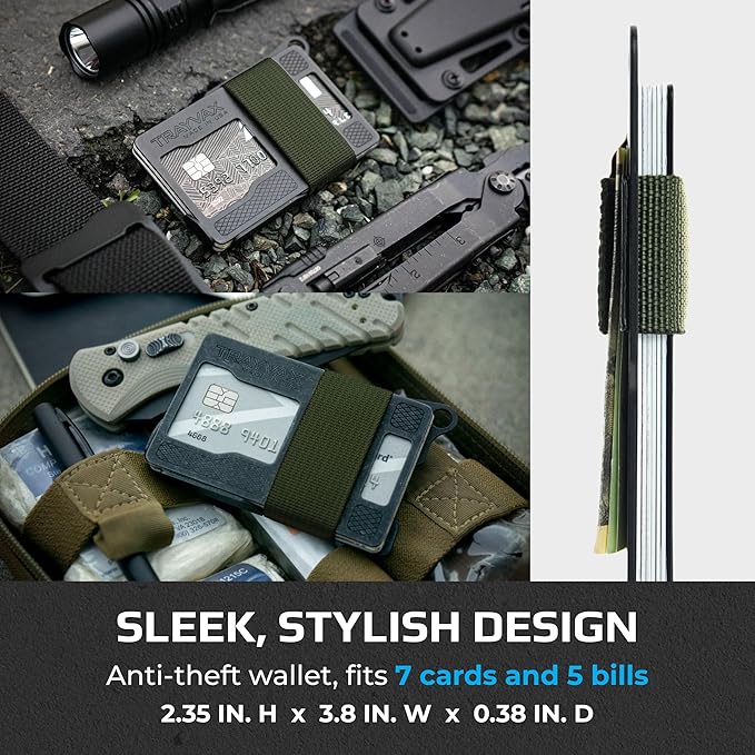 Trayvax Armored Summit Wallet, RFID Front Pocket Metal Credit Card Holder with Money Clip, Slim Minimalist Wallet for Men and Women