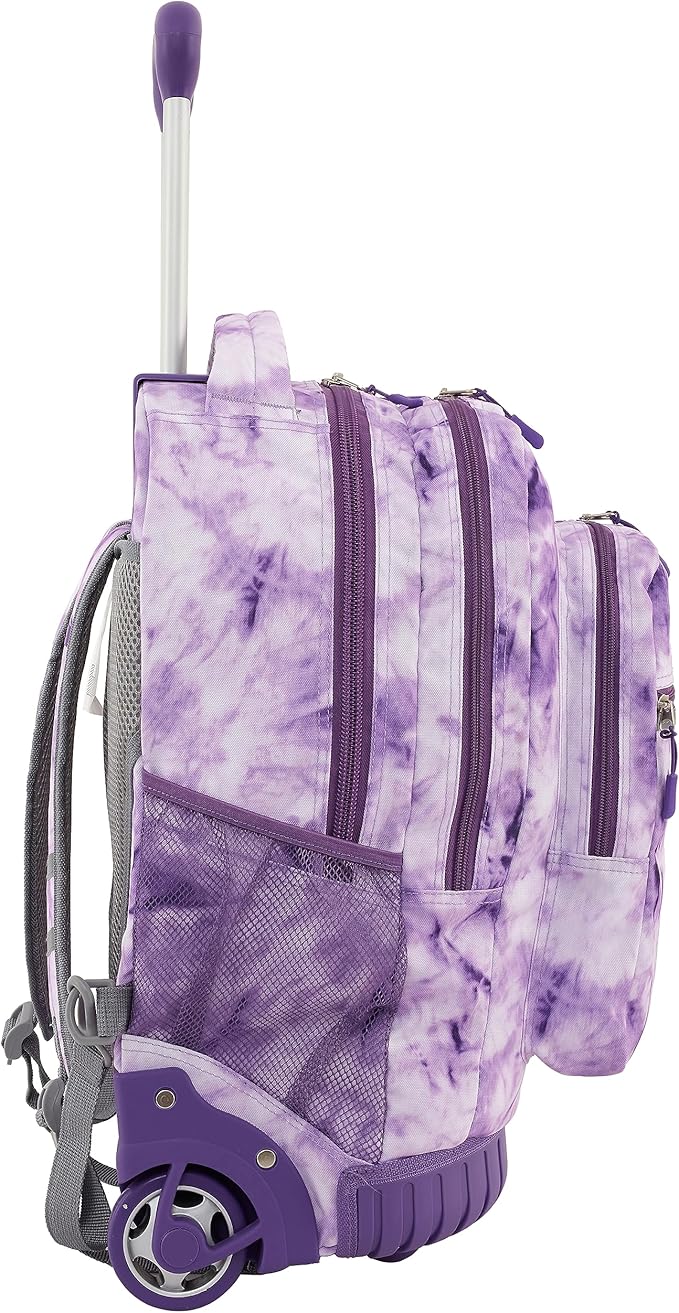 Travelers Club Rolling Backpack, Purple tie, 20 Inch with Laptop Compartment