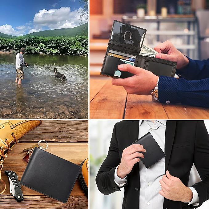 BULL GUARD Mens RFID Blocking Bifold Wallet Soft Leather Black Western Secure and Durable Extra Capacity Billfold with Credit Cards Slots Flip Up ID