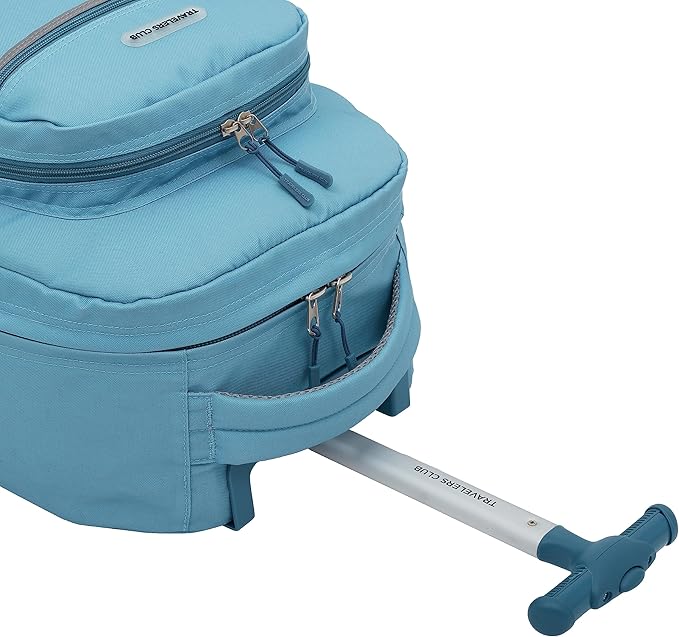 Travelers Club Rolling Backpack, Aqua, 18 Inch