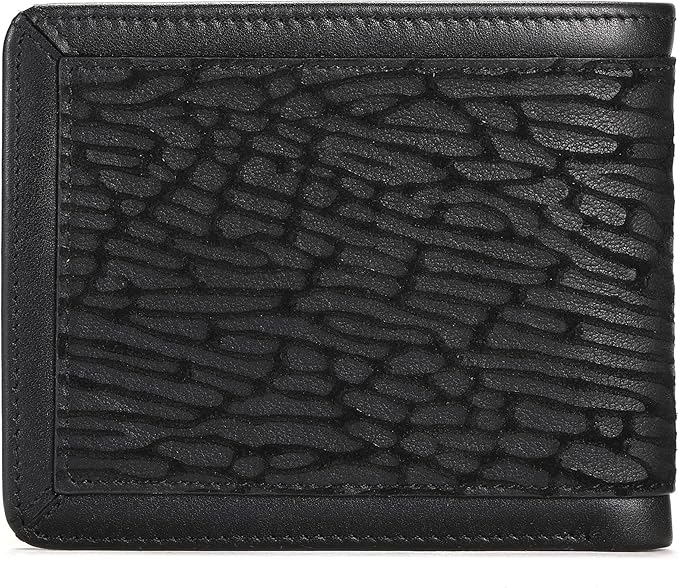 LUKZIJAES Mens Wallets Bifold Black Genuine Leather Wallet for Men RFID Blocking Slim Front Pocket Wallets with 2 ID Window (#13-Black)