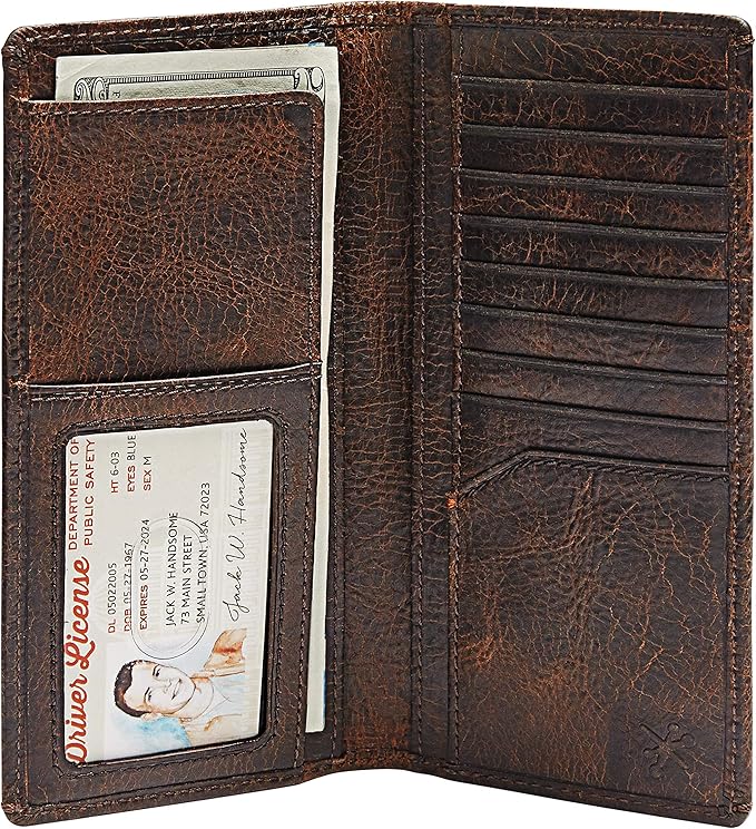 House of Jack Co. Jack Long Bifold Wallet for Men and Outdoorsmen, Full Grain Cowhide Leather Rodeo Wallet, Brown