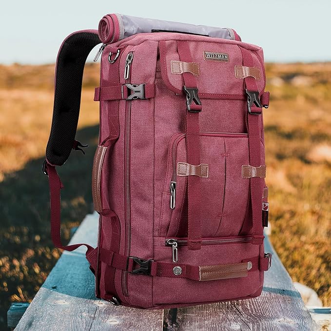 WITZMAN Canvas Backpack Vintage Travel Backpack Large Laptop Bags Convertible Shoulder Rucksack