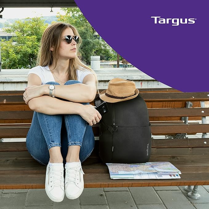 Targus Laptop Backpack Zero Waste EcoSmart Work Travel Backpack for Men Women Eco Friendly with Laptop Protection Made From 20 Recycled Water Bottles, Black (TBB641GL)