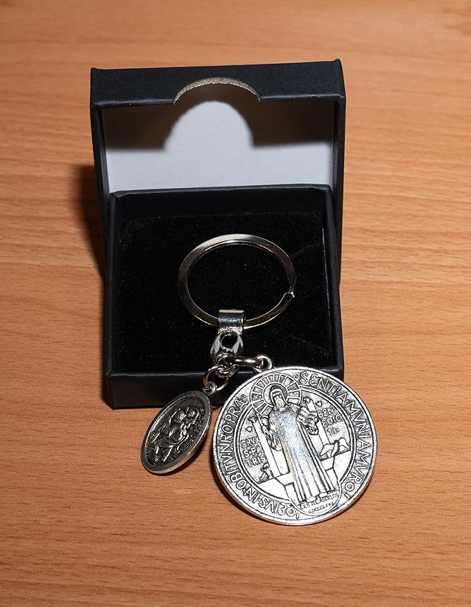 Pardon Cross St Christopher St Michael Caravaca Keychain, St Benedict and Milagrosa Medal