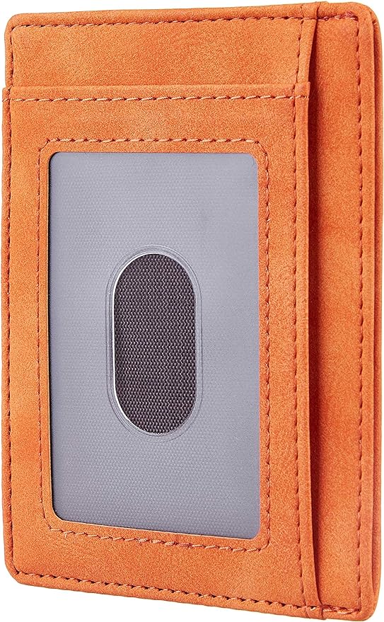 Travelambo Slim Wallet Front Pocket Minimalist Leather RFID Blocking Medium Size