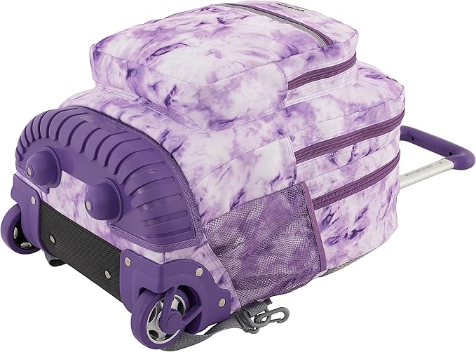 Travelers Club Rolling Backpack, Purple tie, 20 Inch with Laptop Compartment
