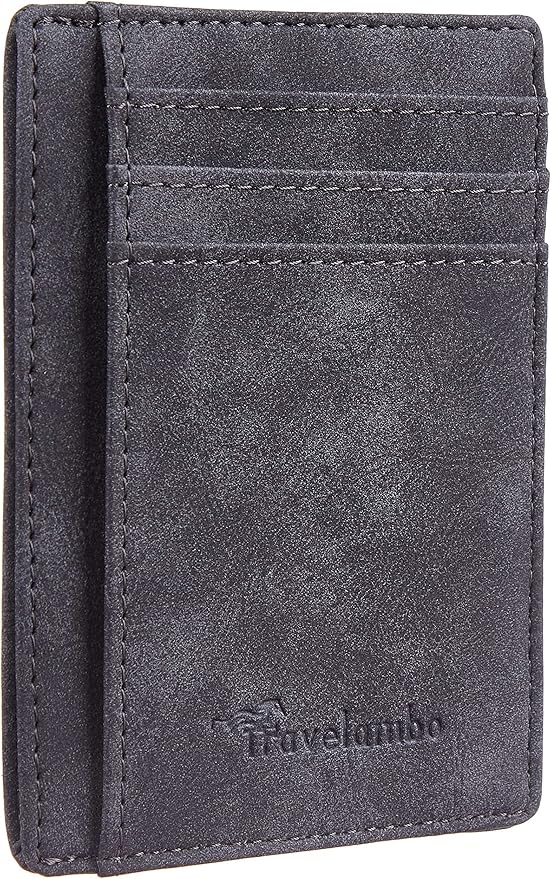Travelambo Slim Wallet Front Pocket Minimalist Leather RFID Blocking Medium Size
