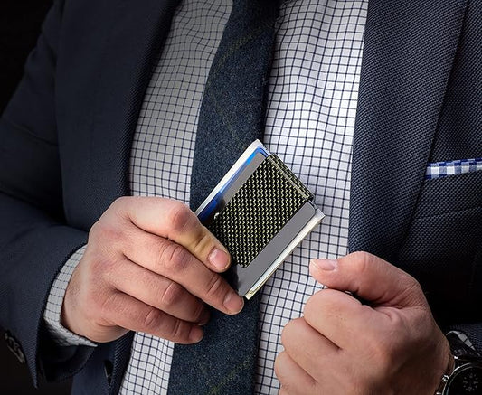 SERMAN BRANDS Carbon Fiber Money Clip for Men – Slim RFID Money Clip Wallet, Minimalist Front Pocket EDC Wallet Cash Holder & Credit Card Holder -100% Real Carbon Fiber Wallet