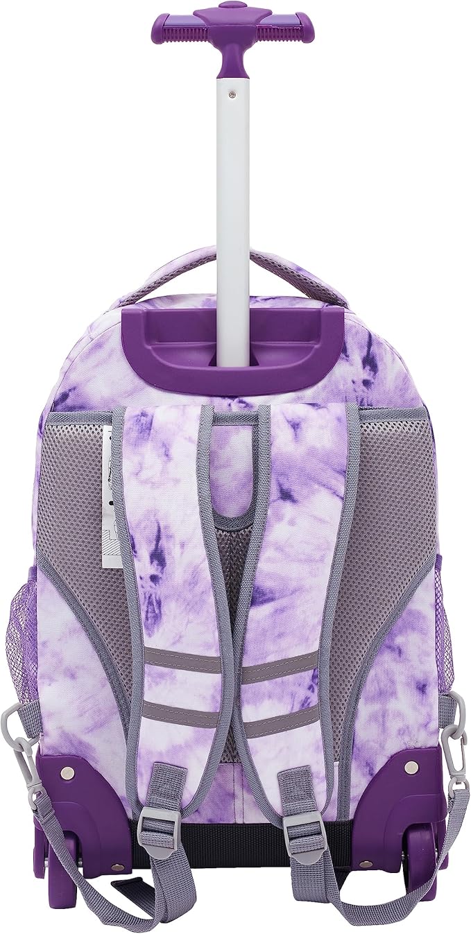 Travelers Club Rolling Backpack, Purple Tie, 18 Inch