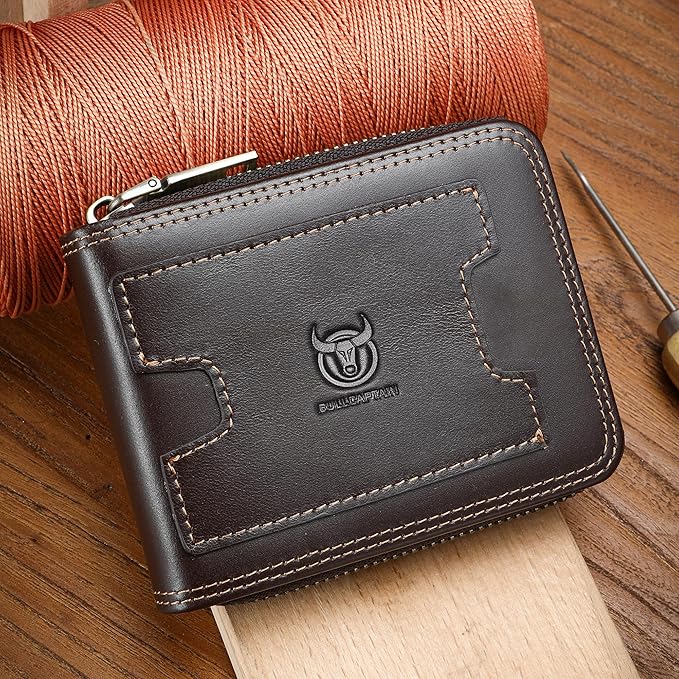 LUKZIJAES Genuine Leather Wallet for Men (#15-Coffee)